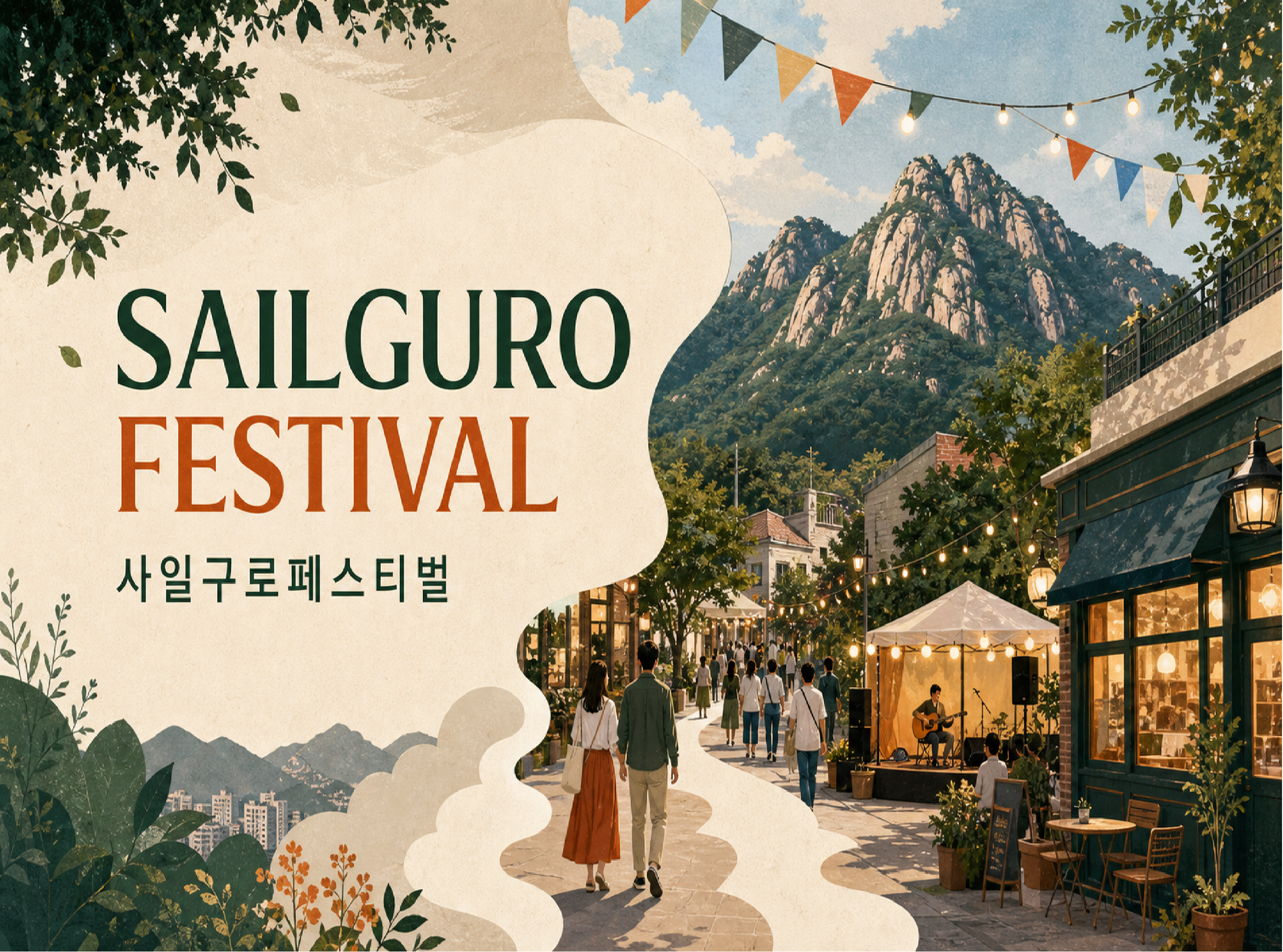 북한산과 사일구로 거리의 축제 풍경